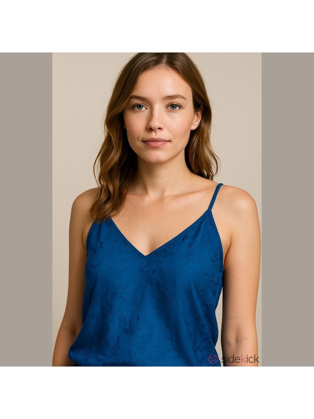 Victoria's Secret Split Back Floral Damask Teal Camisole Size Large Satin Sexy